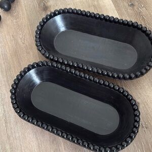 Kirklands Black Beaded dough bowl Trays